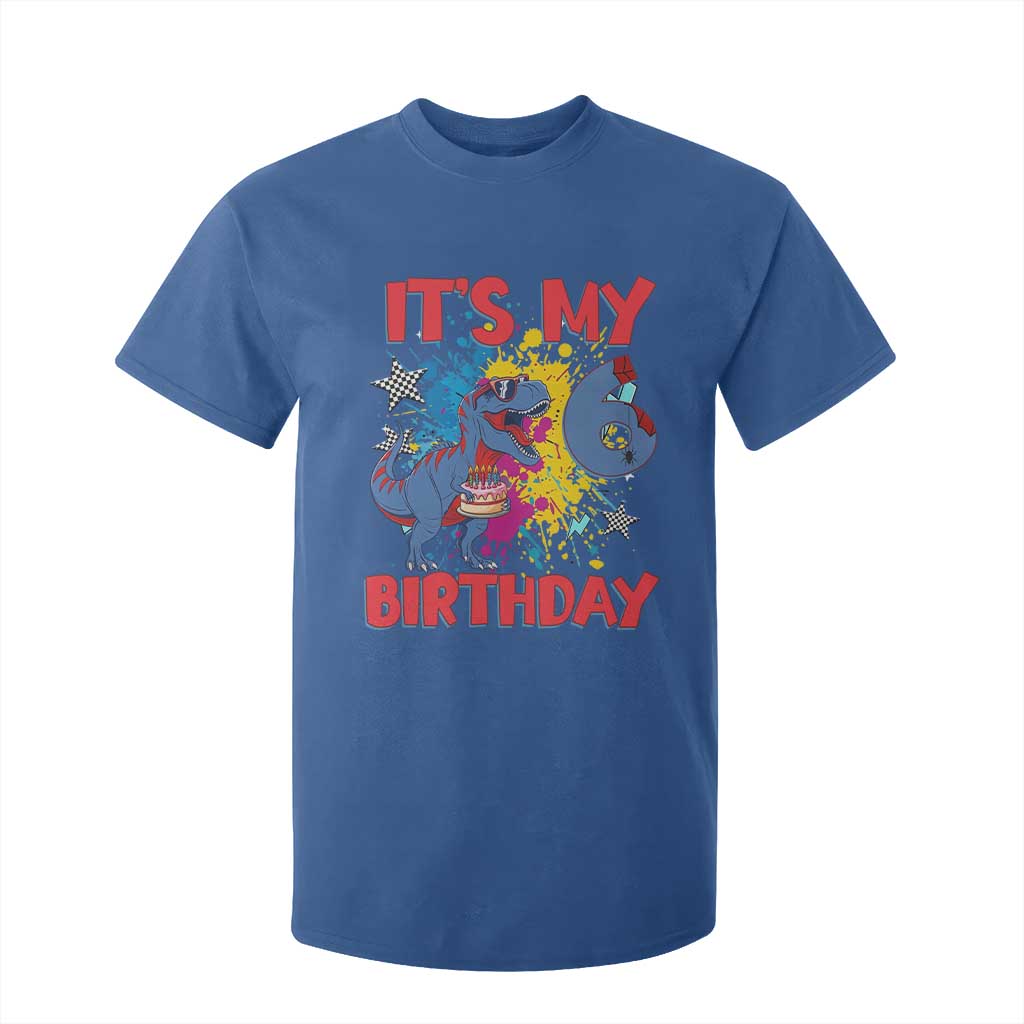 Dino Spider Its My 6th Birthday T Shirt For Kid Dinosaur Gift For Boys