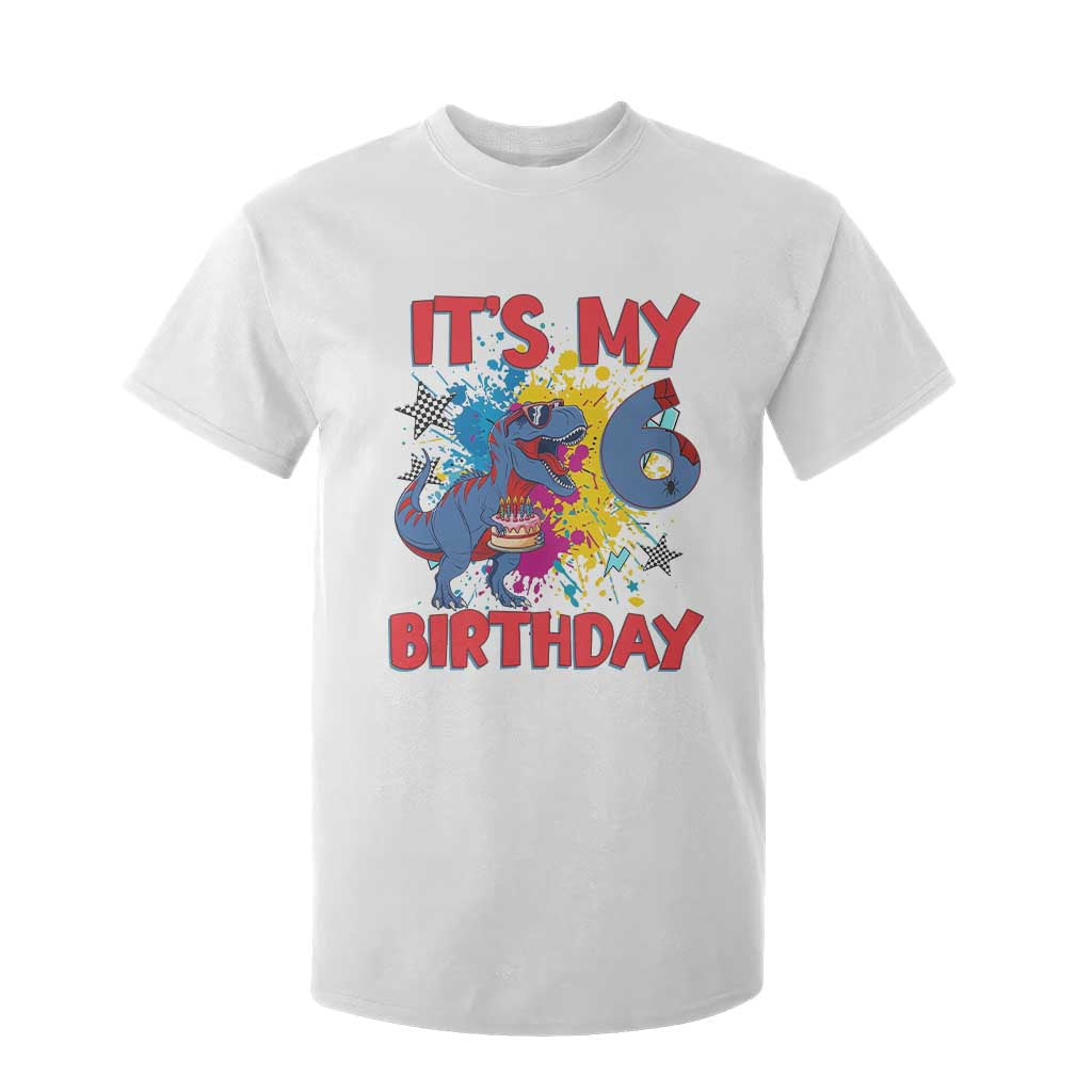 Dino Spider Its My 6th Birthday T Shirt For Kid Dinosaur Gift For Boys