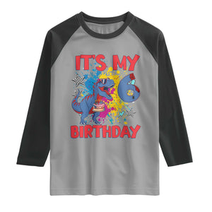 Dino Spider Its My 6th Birthday Raglan Shirt Dinosaur Gift For Boys