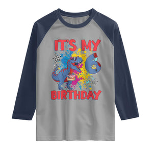 Dino Spider Its My 6th Birthday Raglan Shirt Dinosaur Gift For Boys