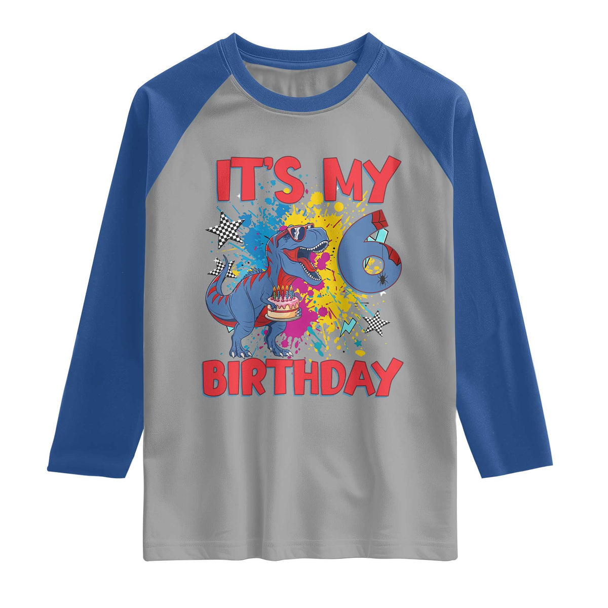 Dino Spider Its My 6th Birthday Raglan Shirt Dinosaur Gift For Boys