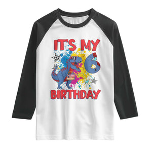 Dino Spider Its My 6th Birthday Raglan Shirt Dinosaur Gift For Boys