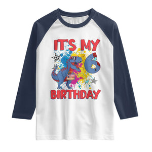 Dino Spider Its My 6th Birthday Raglan Shirt Dinosaur Gift For Boys
