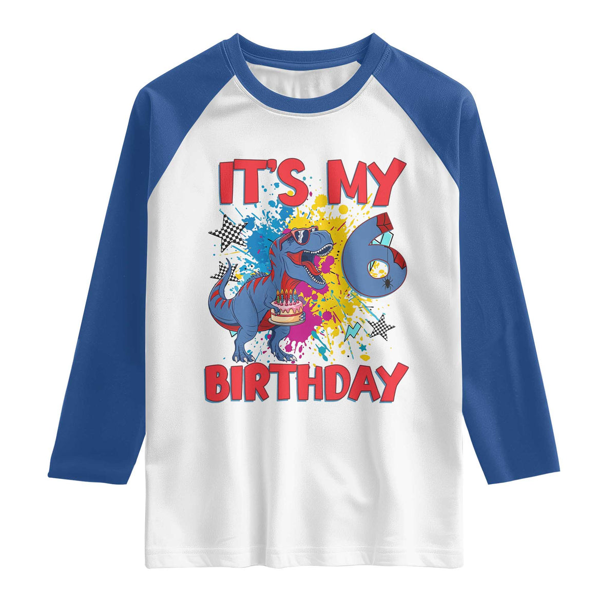 Dino Spider Its My 6th Birthday Raglan Shirt Dinosaur Gift For Boys