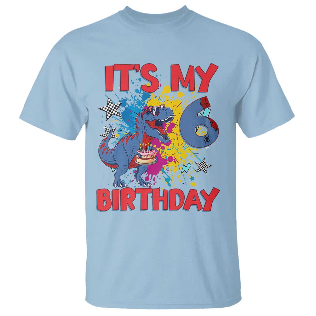 Dino Spider Its My 6th Birthday T Shirt Dinosaur Gift For Boys