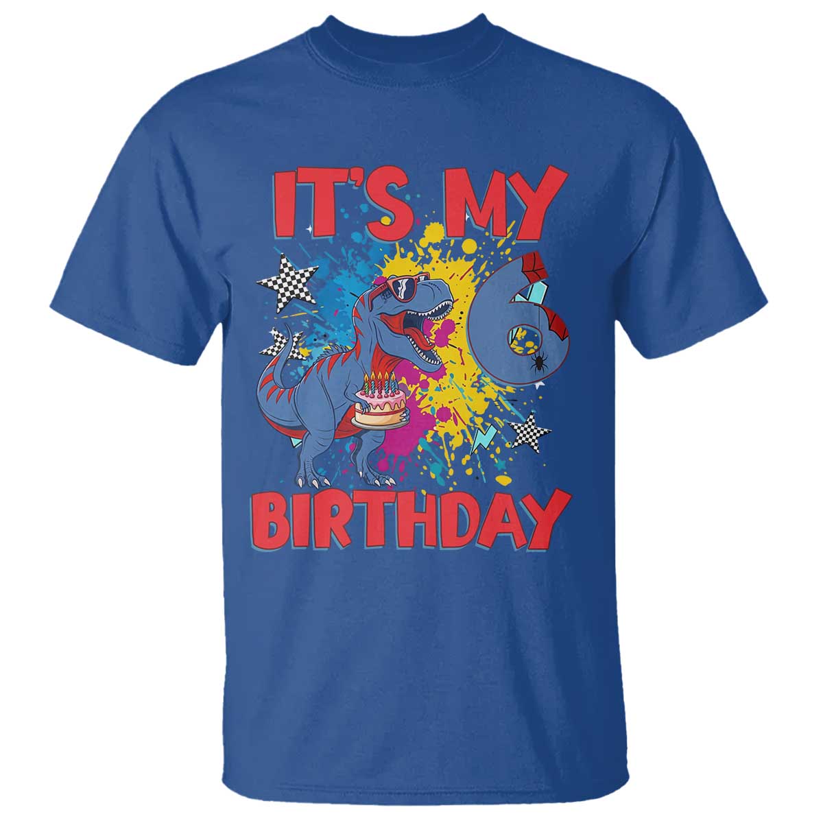 Dino Spider Its My 6th Birthday T Shirt Dinosaur Gift For Boys