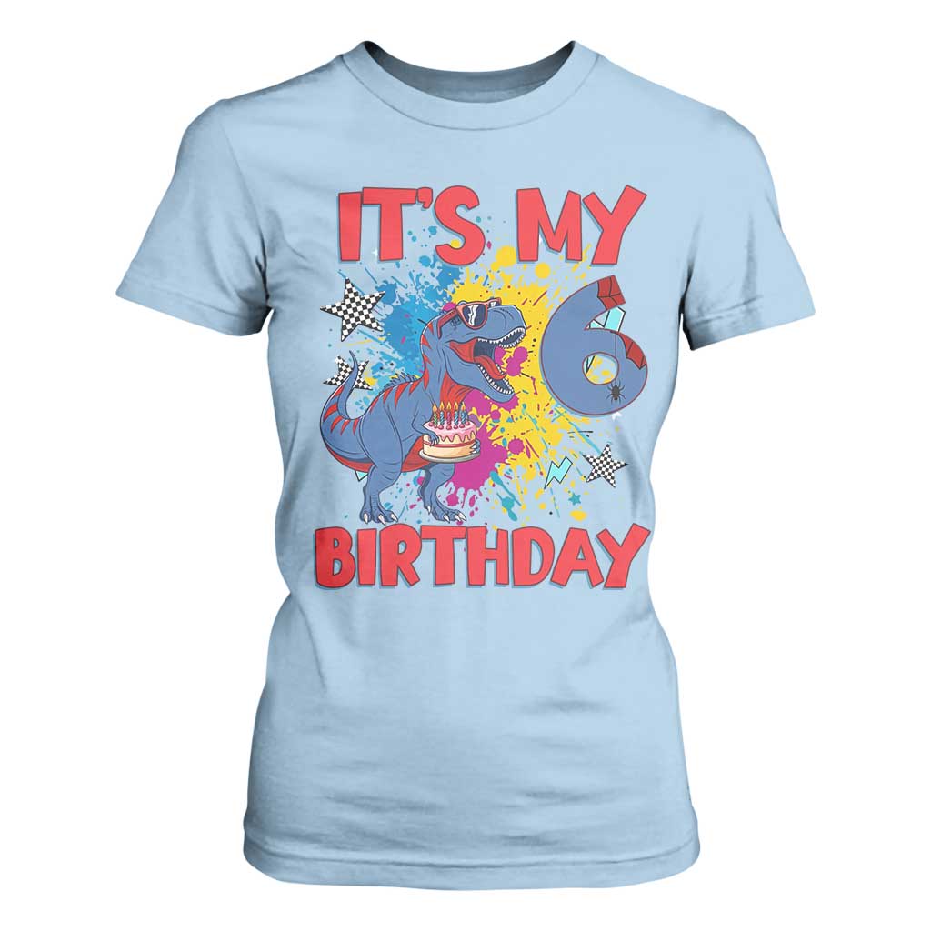 Dino Spider Its My 6th Birthday T Shirt For Women Dinosaur Gift For Boys