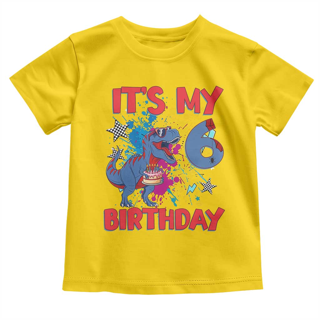Dino Spider Its My 6th Birthday Toddler T Shirt Dinosaur Gift For Boys