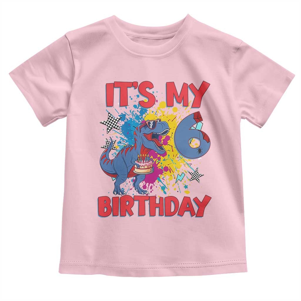 Dino Spider Its My 6th Birthday Toddler T Shirt Dinosaur Gift For Boys