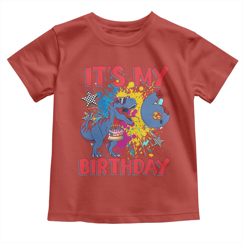 Dino Spider Its My 6th Birthday Toddler T Shirt Dinosaur Gift For Boys