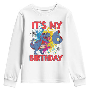 Dino Spider Its My 6th Birthday Youth Sweatshirt Dinosaur Gift For Boys