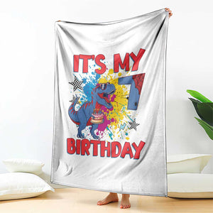 Dino Spider Its My 7th Birthday Throw Blanket Dinosaur Gift For Boys