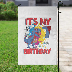 Dino Spider Its My 7th Birthday Garden Flag Dinosaur Gift For Boys