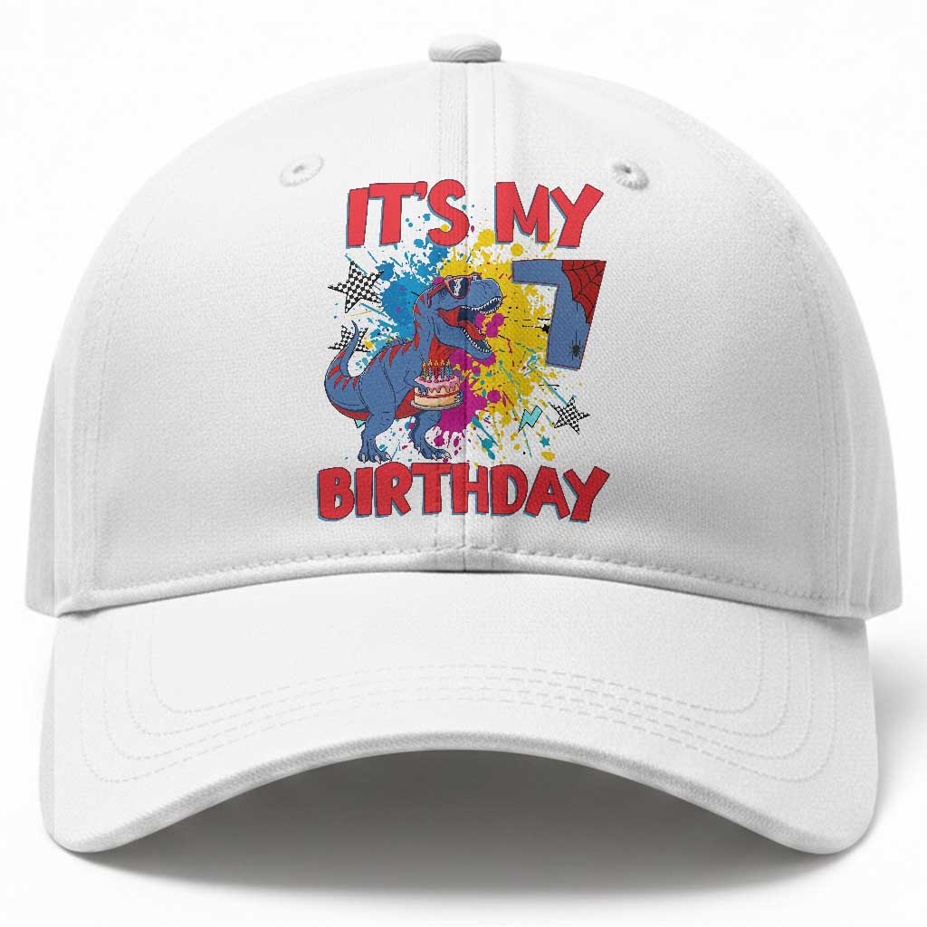 Dino Spider Its My 7th Birthday Baseball Cap Dinosaur Gift For Boys TS12 Print Your Wear
