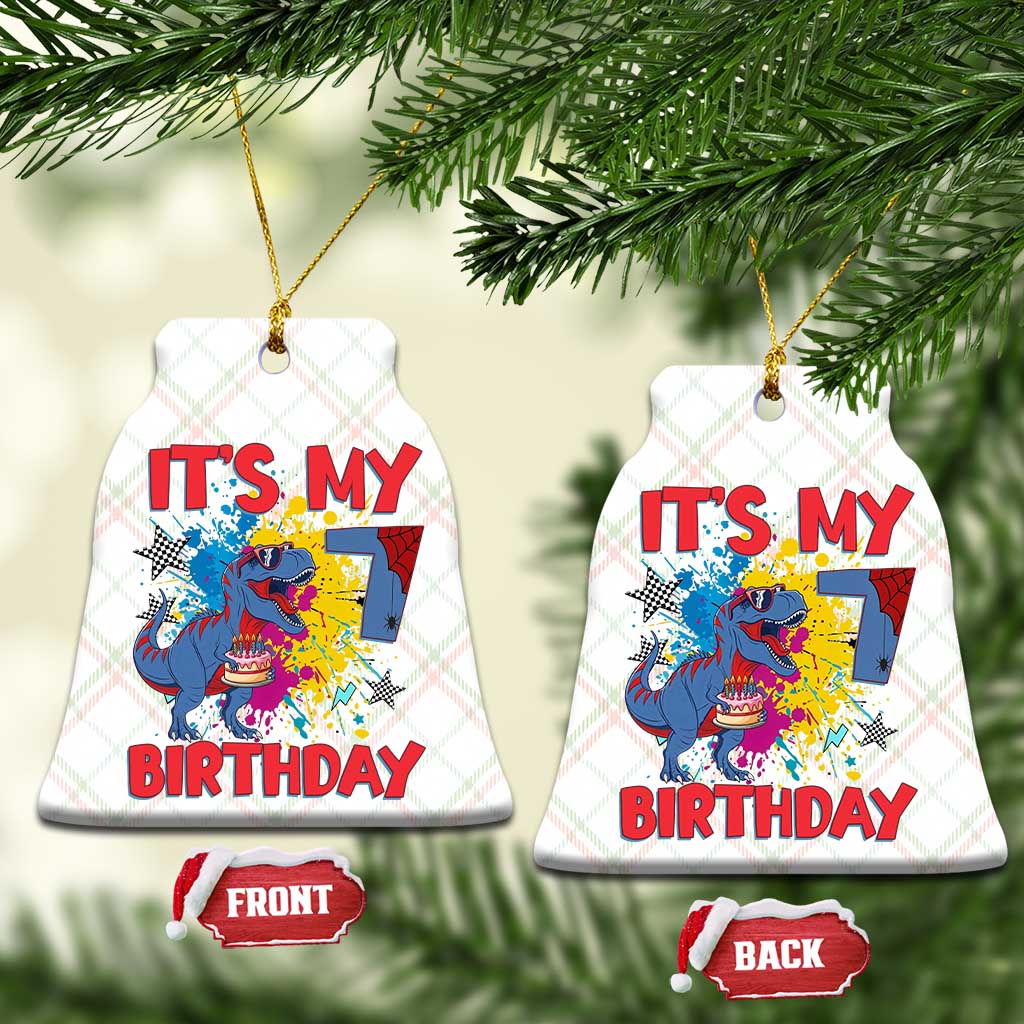 Dino Spider Its My 7th Birthday Ceramic Ornament Dinosaur Gift For Boys