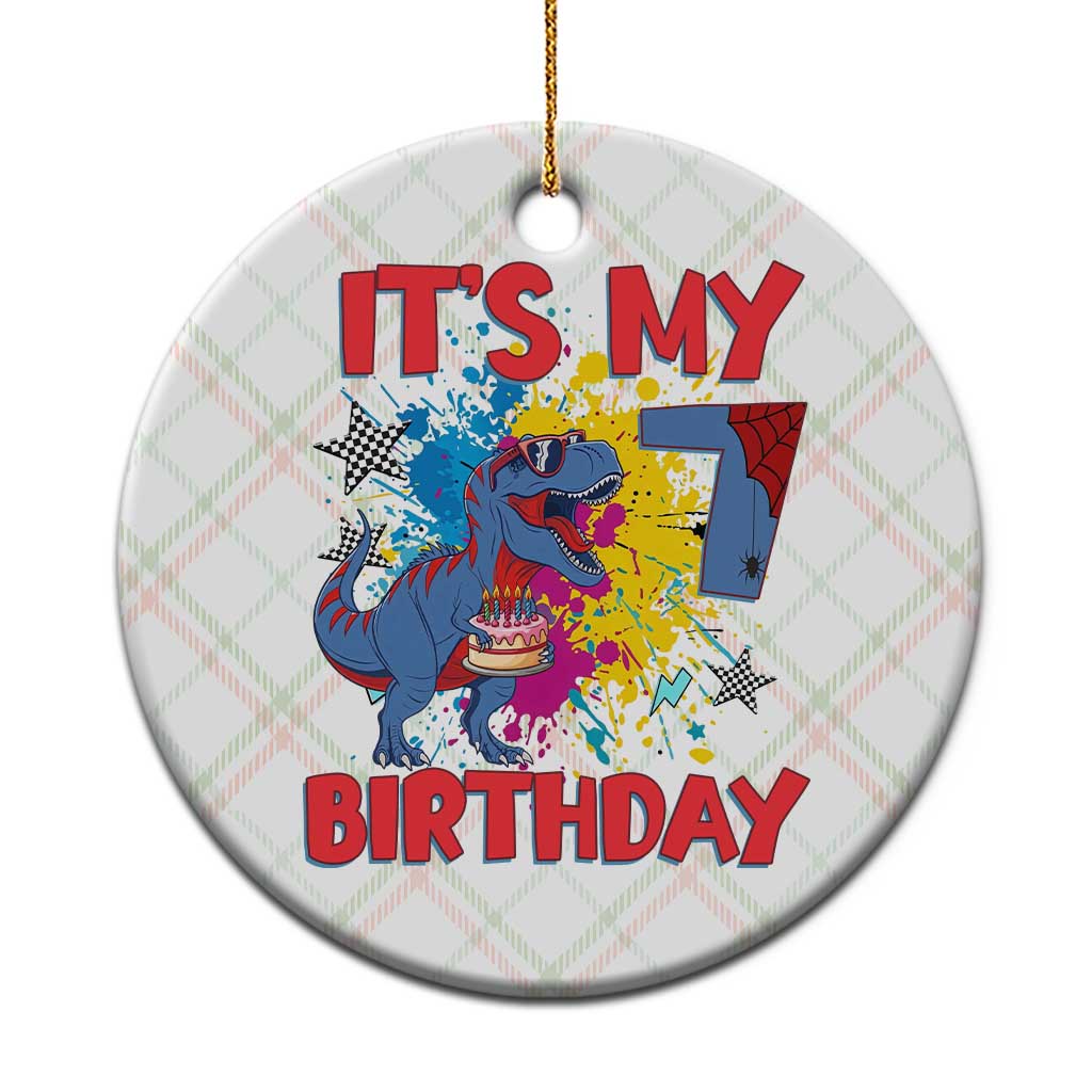 Dino Spider Its My 7th Birthday Ceramic Ornament Dinosaur Gift For Boys
