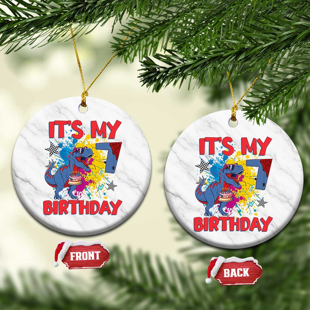 Dino Spider Its My 7th Birthday Ceramic Ornament Dinosaur Gift For Boys