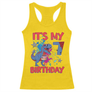 Dino Spider Its My 7th Birthday Racerback Tank Top Dinosaur Gift For Boys