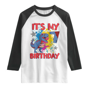 Dino Spider Its My 7th Birthday Raglan Shirt Dinosaur Gift For Boys