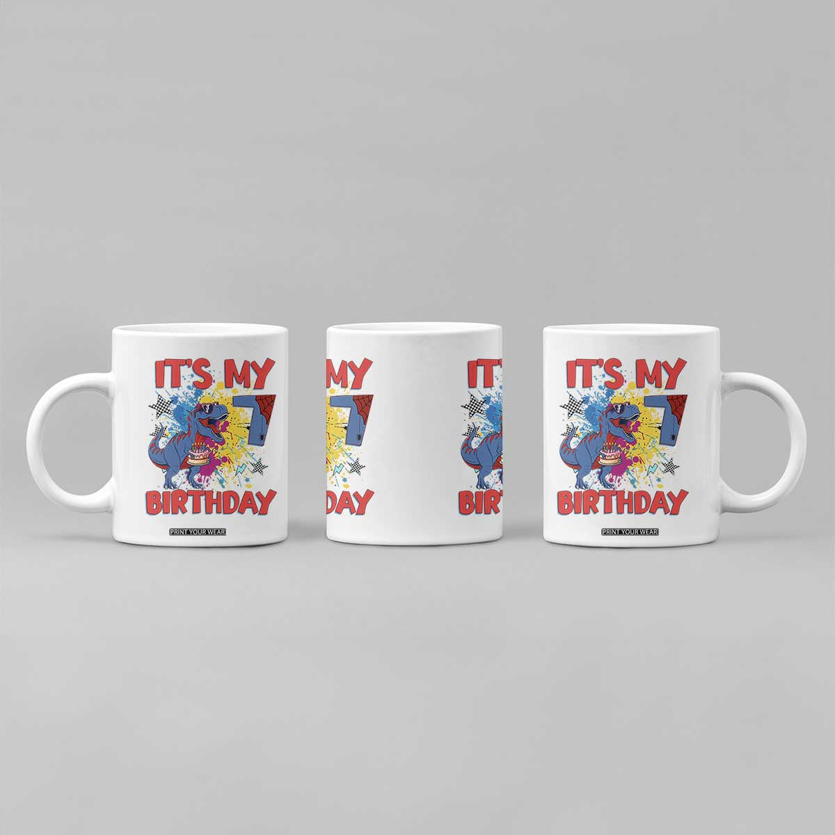Dino Spider Its My 7th Birthday Coffee Mug Dinosaur Gift For Boys TS12 Print Your Wear