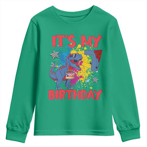 Dino Spider Its My 7th Birthday Youth Sweatshirt Dinosaur Gift For Boys