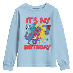 Dino Spider Its My 7th Birthday Youth Sweatshirt Dinosaur Gift For Boys