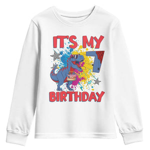 Dino Spider Its My 7th Birthday Youth Sweatshirt Dinosaur Gift For Boys