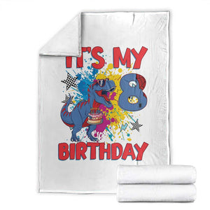 Dino Spider Its My 8th Birthday Throw Blanket Dinosaur Gift For Boys
