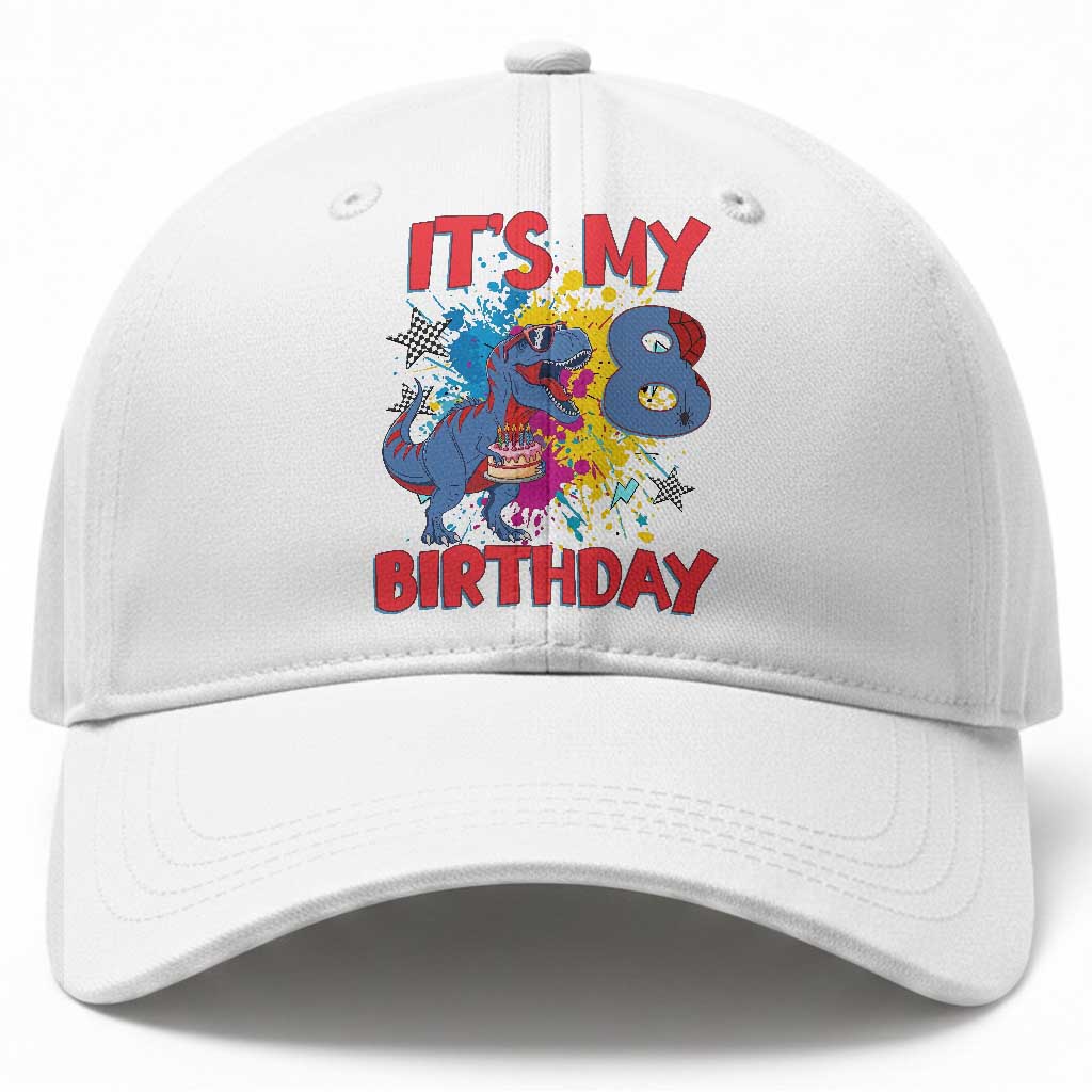 Dino Spider Its My 8th Birthday Baseball Cap Dinosaur Gift For Boys TS12 Print Your Wear