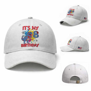Dino Spider Its My 8th Birthday Baseball Cap Dinosaur Gift For Boys