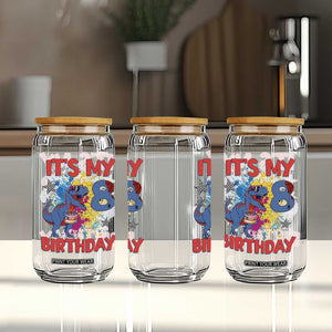 Dino Spider Its My 8th Birthday Glass Can Dinosaur Gift For Boys TS12 Print Your Wear