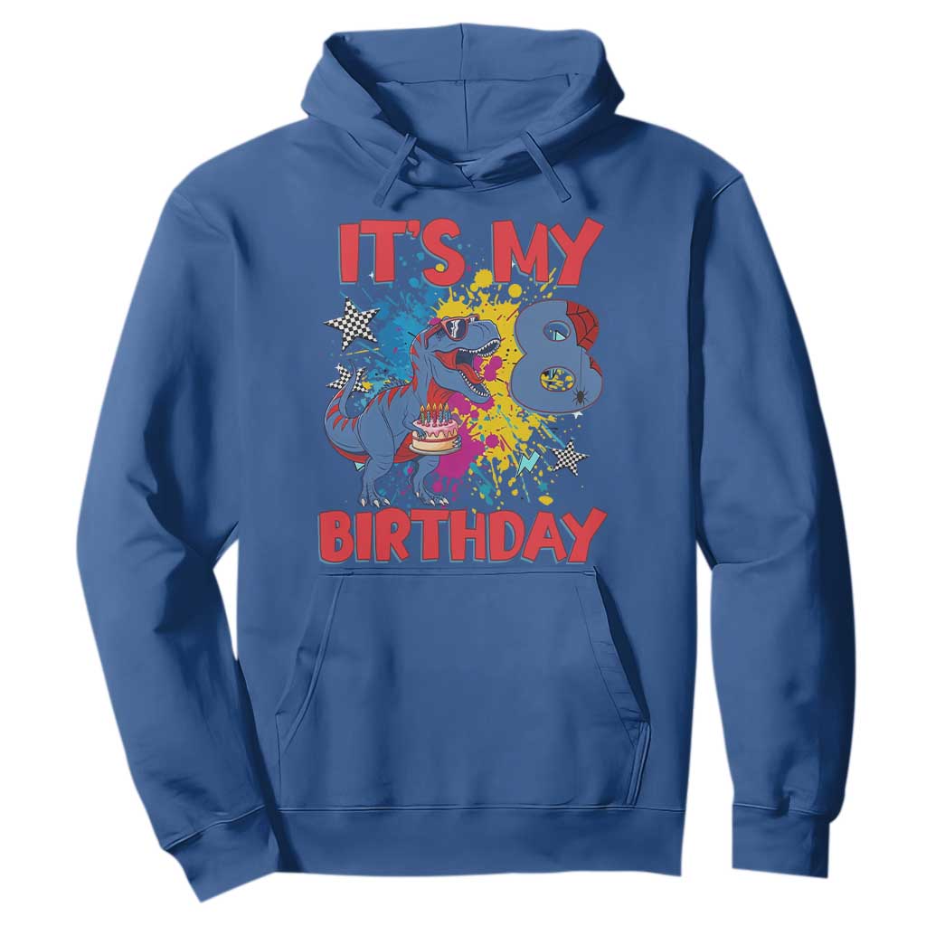 Dino Spider Its My 8th Birthday Hoodie Dinosaur Gift For Boys