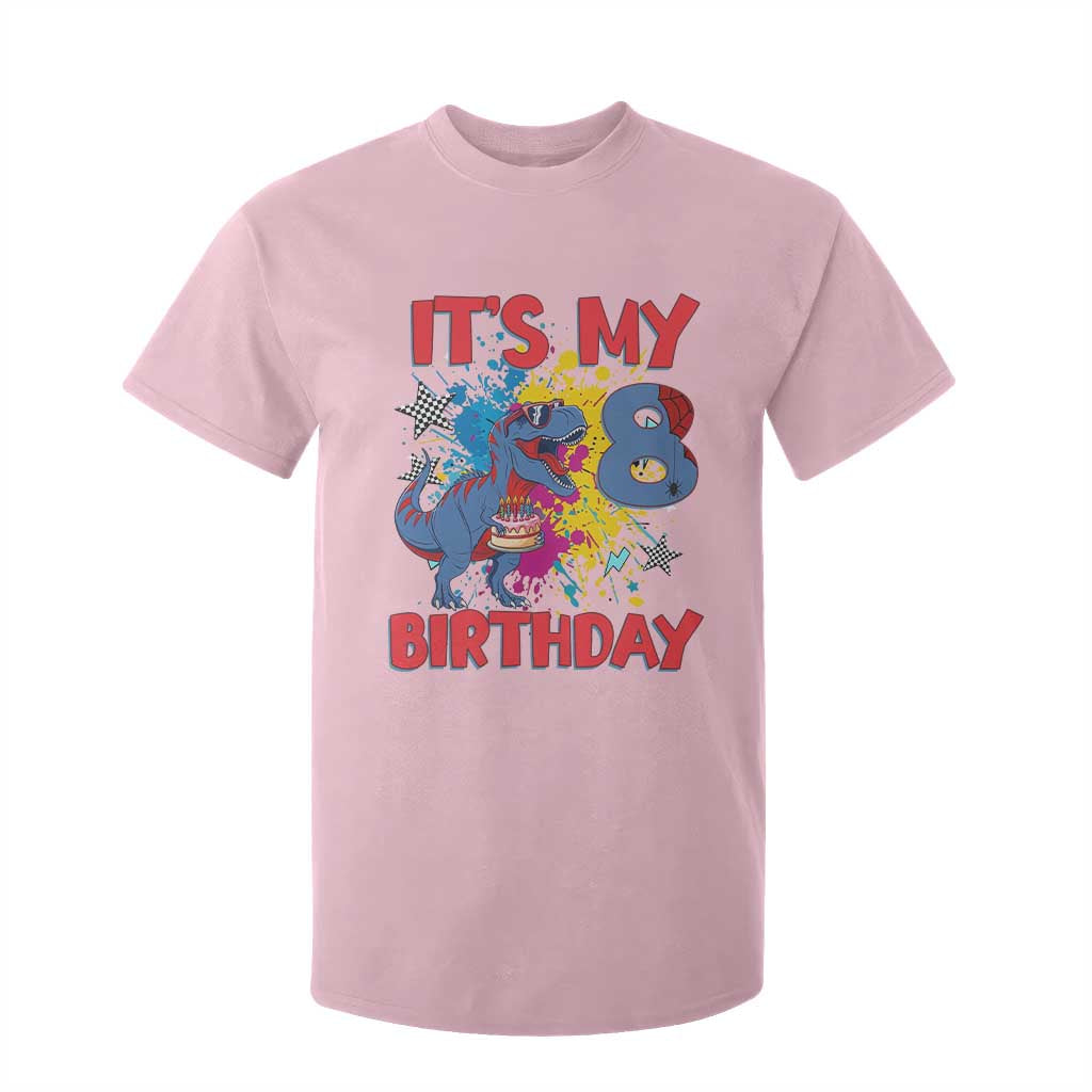 Dino Spider Its My 8th Birthday T Shirt For Kid Dinosaur Gift For Boys