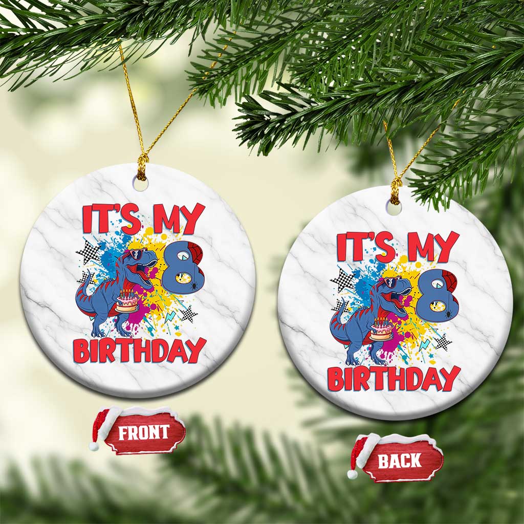Dino Spider Its My 8th Birthday Ceramic Ornament Dinosaur Gift For Boys