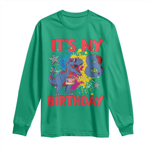 Dino Spider Its My 8th Birthday Long Sleeve Shirt Dinosaur Gift For Boys