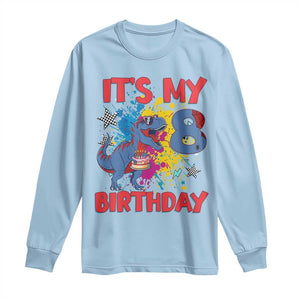 Dino Spider Its My 8th Birthday Long Sleeve Shirt Dinosaur Gift For Boys