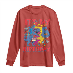 Dino Spider Its My 8th Birthday Long Sleeve Shirt Dinosaur Gift For Boys