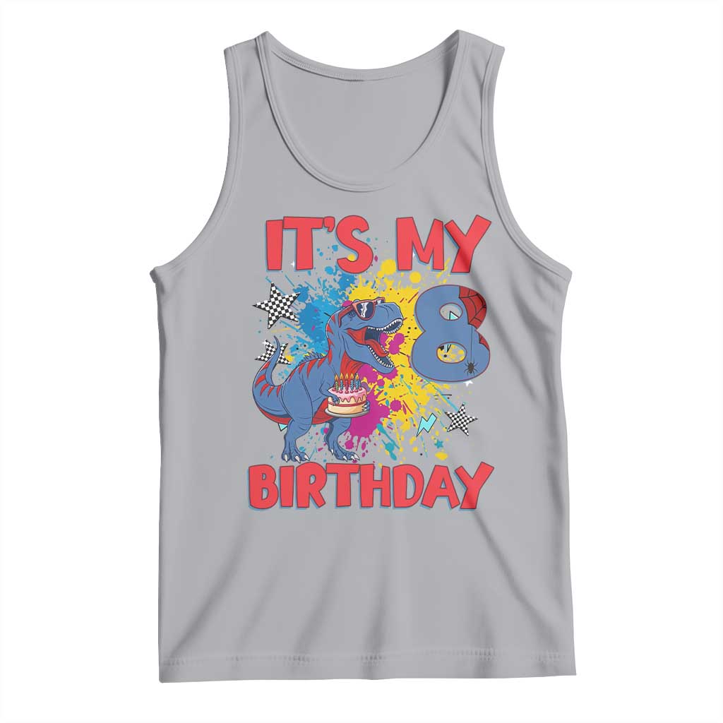 Dino Spider Its My 8th Birthday Tank Top Dinosaur Gift For Boys