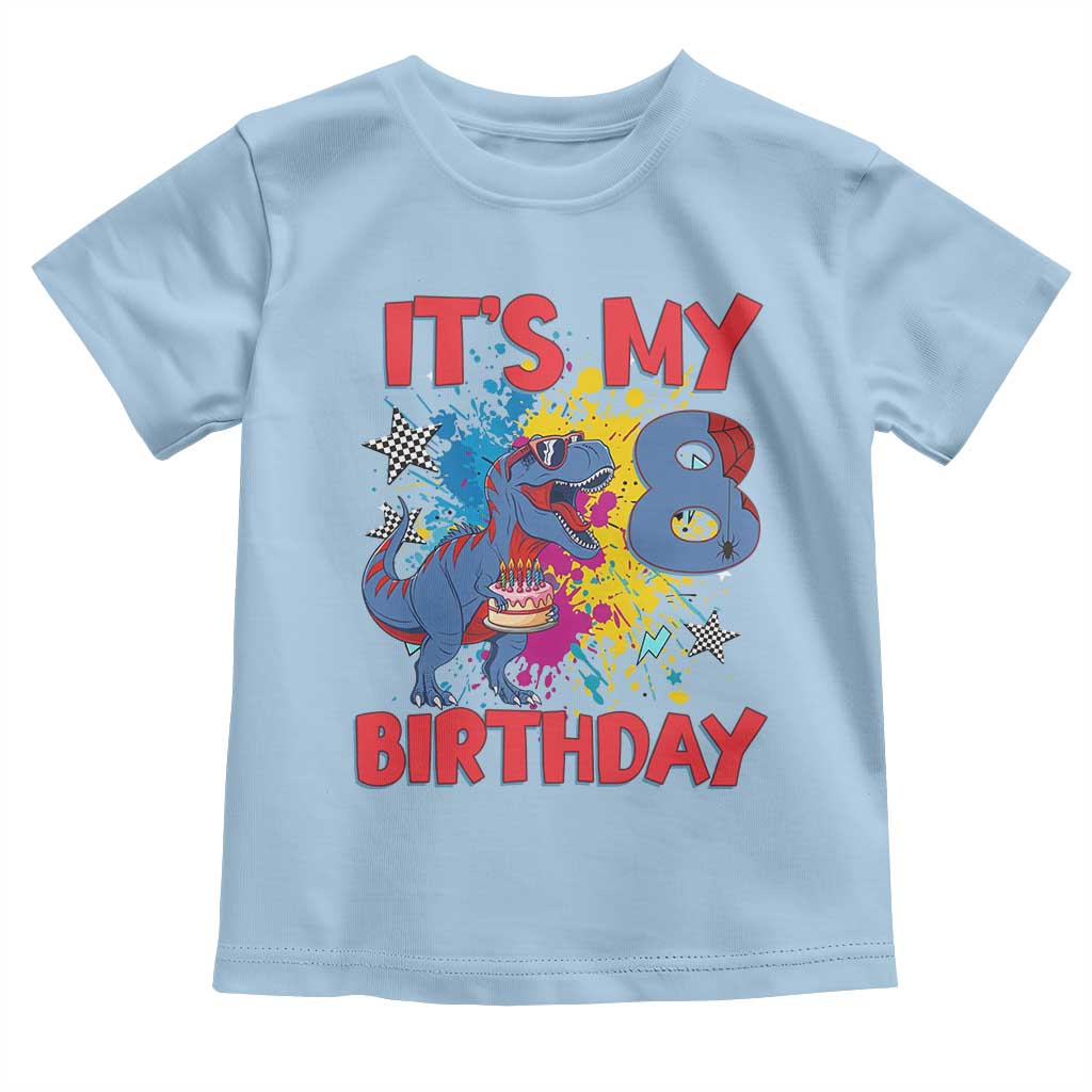Dino Spider Its My 8th Birthday Toddler T Shirt Dinosaur Gift For Boys