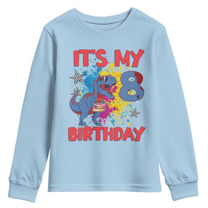 Dino Spider Its My 8th Birthday Youth Sweatshirt Dinosaur Gift For Boys