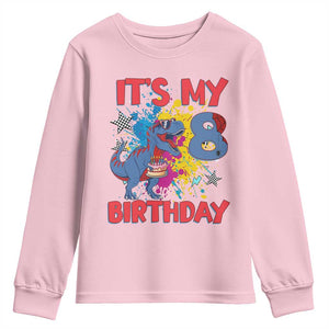 Dino Spider Its My 8th Birthday Youth Sweatshirt Dinosaur Gift For Boys