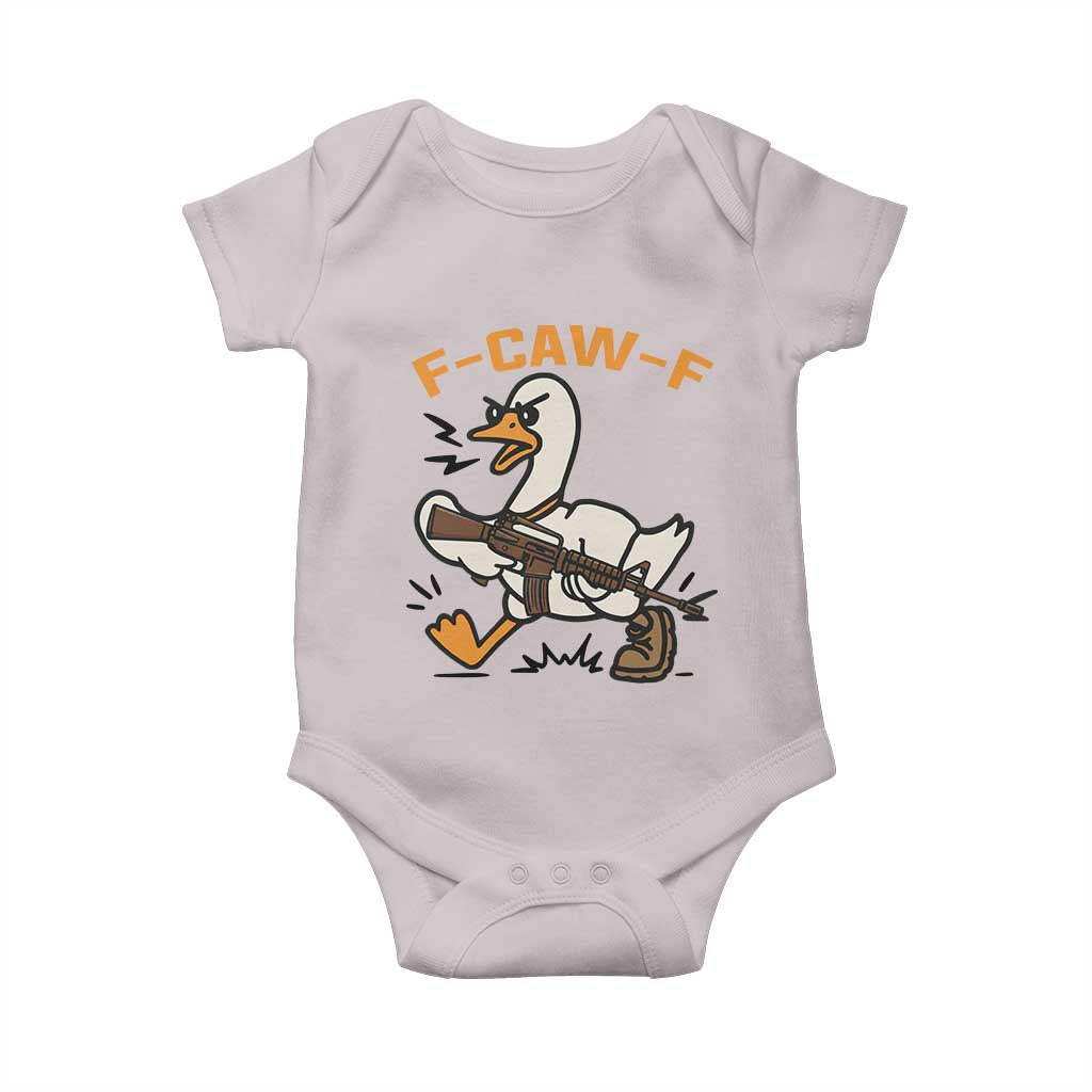 F Caw F Goose With Gun Baby Onesie Funny Rebellious Gift TS12 Ice Gray Print Your Wear