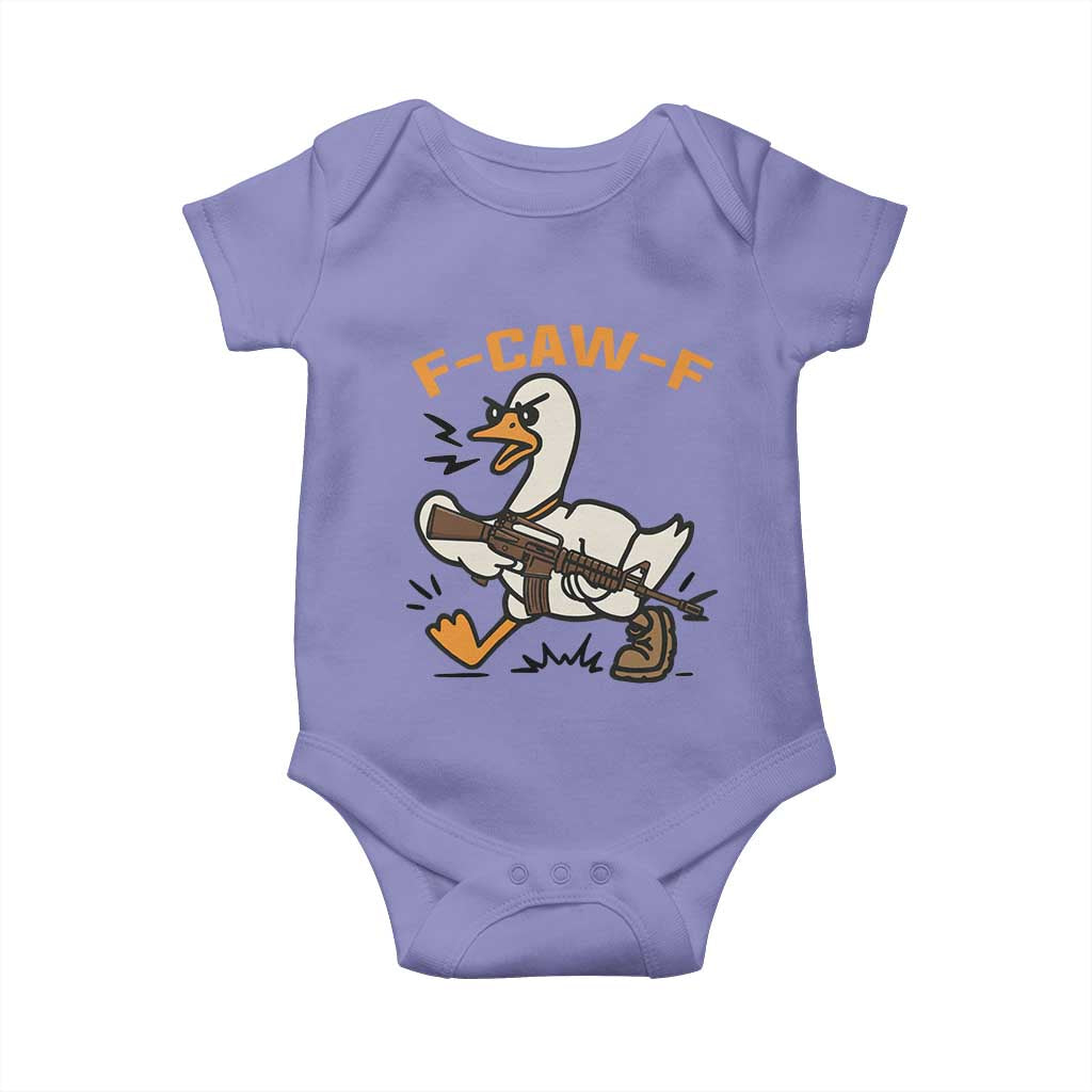 F Caw F Goose With Gun Baby Onesie Funny Rebellious Gift TS12 Violet Print Your Wear