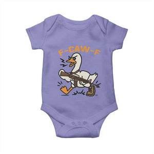 F Caw F Goose With Gun Baby Onesie Funny Rebellious Gift TS12 Violet Print Your Wear