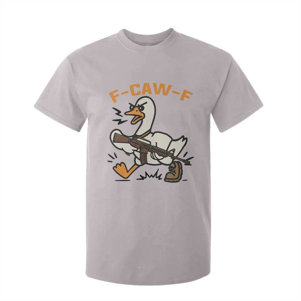 F Caw F Goose With Gun T Shirt For Kid Funny Rebellious Gift TS12 Ice Gray Print Your Wear