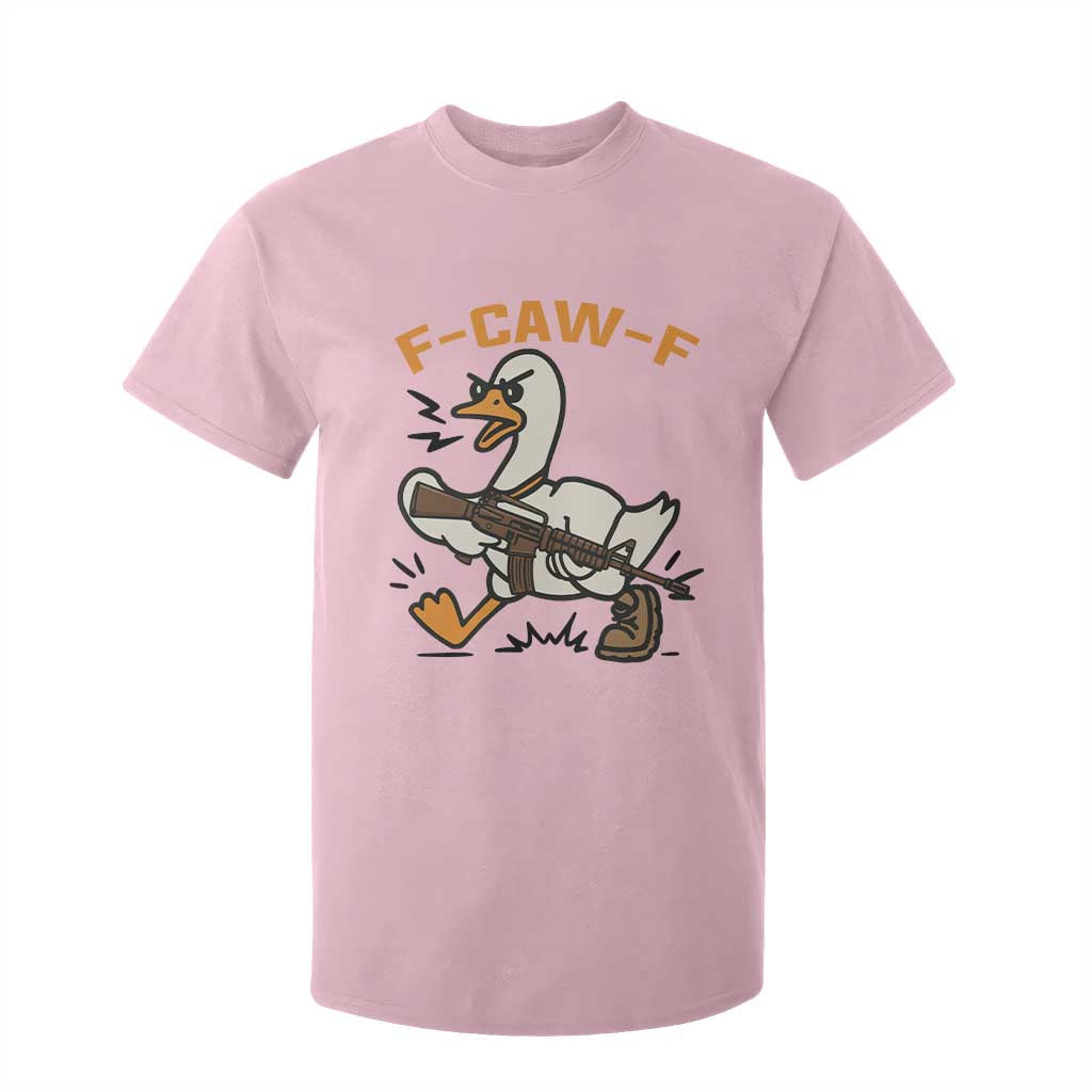F Caw F Goose With Gun T Shirt For Kid Funny Rebellious Gift TS12 Light Pink Print Your Wear