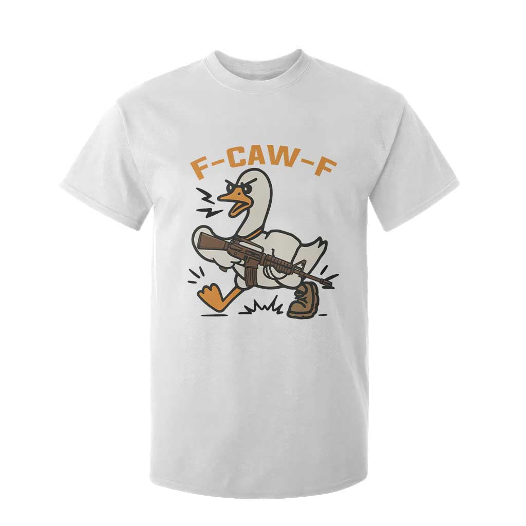 F Caw F Goose With Gun T Shirt For Kid Funny Rebellious Gift - Print Your Wear