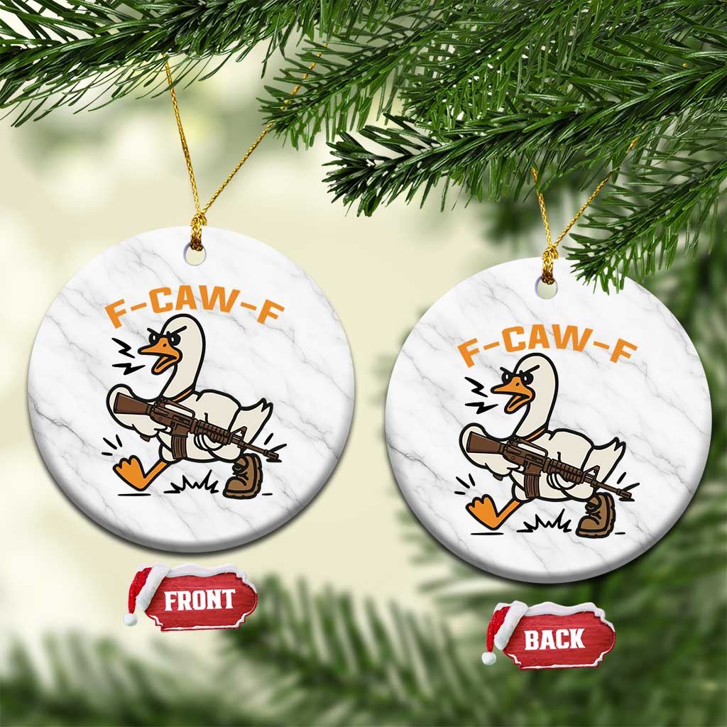 F Caw F Goose With Gun Ceramic Ornament Funny Rebellious Gift TS12 1pc White Marble Print Your Wear