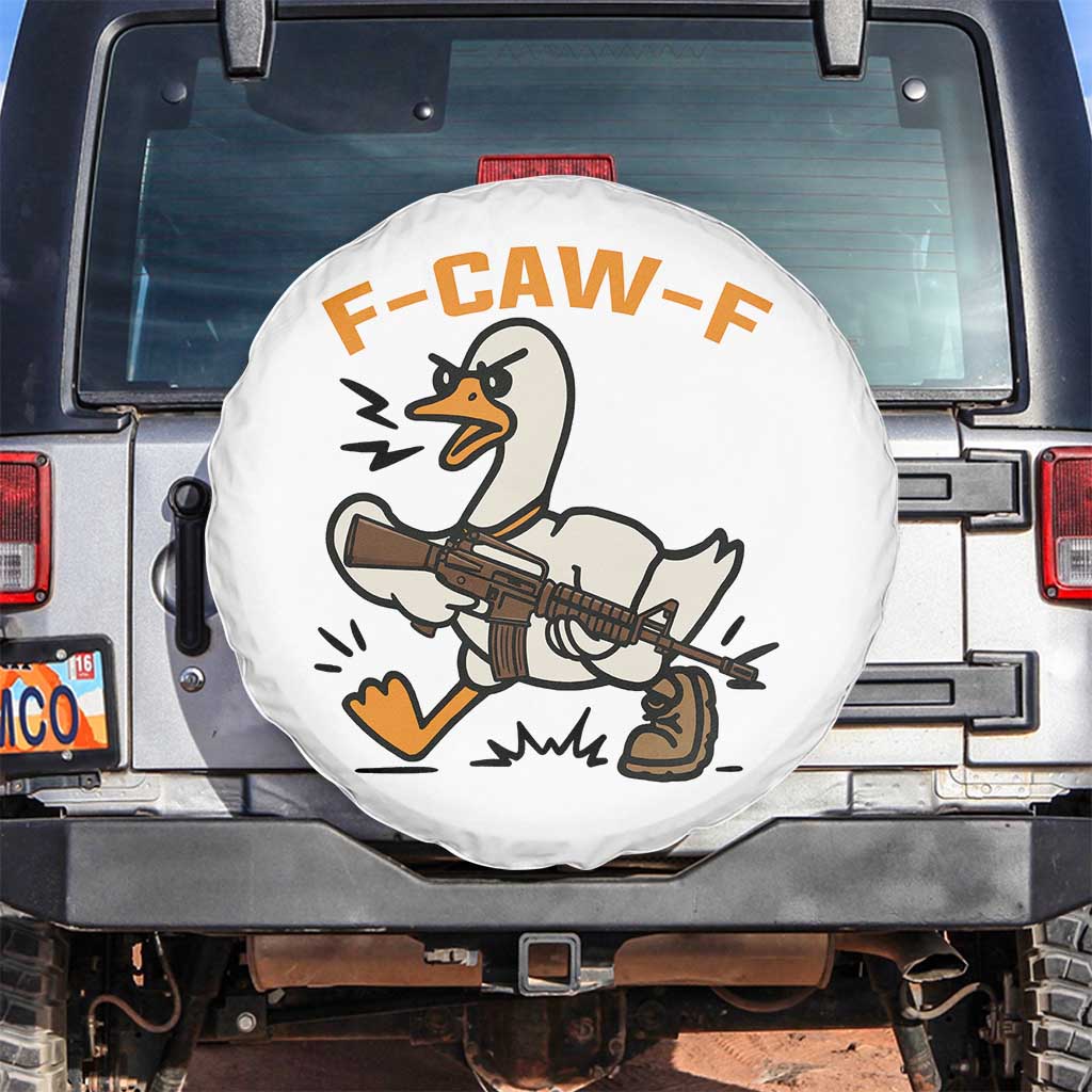 F Caw F Goose With Gun Spare Tire Cover Funny Rebellious Gift TS12 No hole White Print Your Wear