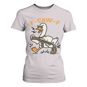 F Caw F Goose With Gun T Shirt For Women Funny Rebellious Gift TS12 Ice Gray Print Your Wear